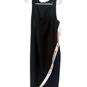 Lauren Ralph Lauren Black Sleeveless Midi Dress with Contrast Trim NWT size 16